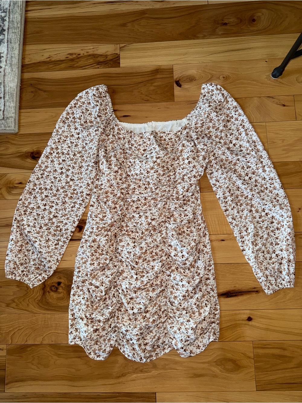 SHEIN Cream Mini Dress with Brown Floral Print